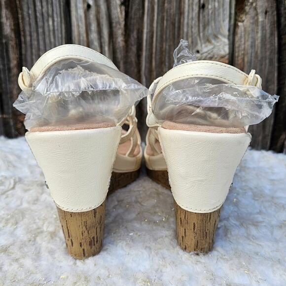 Off White Cage Platform Cork Wedge Heeled Sandals Aerosoles Popularity Size 11 - Picture 5 of 13